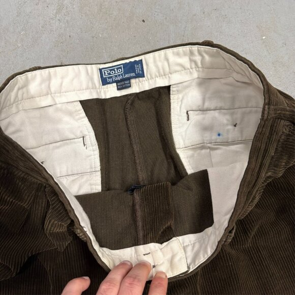 Vintage Polo Ralph Lauren Corduroy Pants Pleated Andrew Brown 100% Cotton 38x30 - Picture 4 of 9
